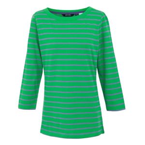 T-shirt Damski W Paski Baylette II. Zielone t-shirty Regatta, xs, bez wzorów, bez kołnierzyka, bez ramiączek. Za 54,99 zł.