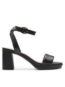 Clarks Sandały AmbyrLyn Bay 26177005 Czarny. Czarne sandały Clarks, bez wzorów, ze skóry, bez obcasa, na słupku, bez zapięcia. Za 279,99 zł.