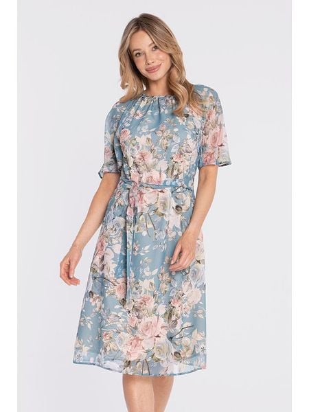 Stylove Sukienka w kolorze błękitno-jasnoróżowym rozmiar: L. Niebieskie sukienki Stylove, na co dzień, l, bez wzorów, z tkaniny, bez kołnierzyka, bez ramiączek, midi, proste. Za 257,14 zł.