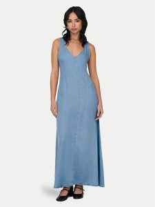 ONLY Sukienka letnia Brighton 15318546 Niebieski Loose Fit. Niebieskie kombinezony ONLY, na lato, xs, bez wzorów, z wiskozy, bez kołnierzyka, bez ramiączek. Za 119,99 zł.