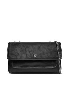 Calvin Klein Jeans Torebka Chain Ew Flap Conv Chain Bag LV04K3084G Czarny. Czarne torebki klasyczne Calvin Klein Jeans, bez wzorów, z jeansu, bez dodatków. Za 349,99 zł.