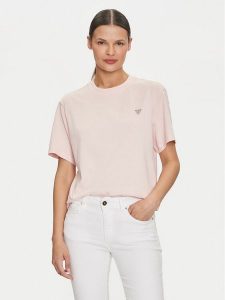 Guess Jeans T-Shirt W4YI05 K8HM0 Różowy Regular Fit. Czerwone t-shirty Guess Jeans, m, z aplikacjami, z bawełny, bez kołnierzyka, bez ramiączek. Za 79,99 zł.