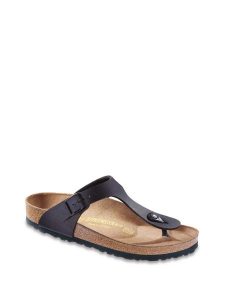 Birkenstock Japonki w kolorze czarnym rozmiar: 40. Czarne klapki Birkenstock, bez wzorów, z materiału, z otwartym noskiem, bez obcasa. Za 249,90 zł.