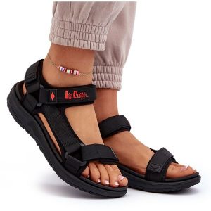Damskie Sandały Lee Cooper LCW-24-34-2615 Czarne. Czarne sandały bez wzorów, bez obcasa, bez zapięcia. Za 150,01 zł.