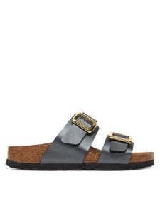 Birkenstock Klapki Sydney Cushion Buckle 1031689 Czarny. Czarne klapki Birkenstock, bez wzorów, ze skóry, bez obcasa. Za 485,99 zł.