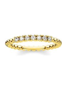 Thomas Sabo Pozłacany pierścionek z cyrkoniami rozmiar: 60. Żółte pierścionki Thomas Sabo, z cyrkonią, pozłacane. Za 114,95 zł.