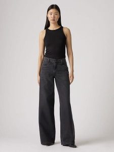 Levi's Dżinsy - Wide leg - w kolorze antracytowym rozmiar: W25/L31. Czarne jeansy Levi's®, z aplikacjami, z bawełny, z podwyższonym stanem. Za 149,95 zł.