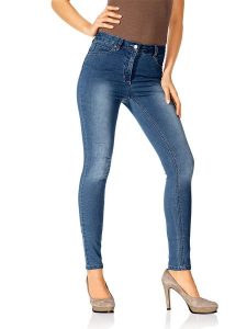 Heine Dżinsy - Skinny fit - w kolorze niebieskim rozmiar: 34. Niebieskie jeansy Heine, bez wzorów, z podwyższonym stanem. Za 65,85 zł.