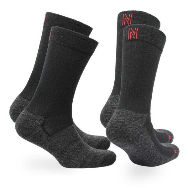 2 pary - Skarpety trekkingowe 60% wełna merino - przeciwodciskowe i amortyzujące. Brązowe skarpetki Norfolk, bez wzorów, z elastanu. Za 135,99 zł.