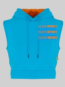 Plein Sport Bluza w kolorze błękitnym rozmiar: S. Niebieskie bluzy Plein Sport, s, bez wzorów, z bawełny, z kapturem. Za 180,06 zł.