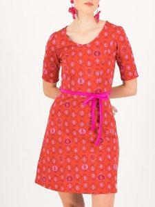 Blutsgeschwister Sukienka "Home Cute" w kolorze czerwonym rozmiar: M. Czerwone sukienki Blutsgeschwister, na co dzień, m, bez wzorów, z bawełny, bez kołnierzyka, bez ramiączek, mini, proste. Za 123,25 zł.