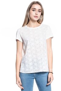 BLUZKA DAMSKA MUSTANG Alina C Lace CLOUD DANCER 1009070 2020. Bluzki Mustang, s, bez wzorów, bez kołnierzyka, bez ramiączek. W wyprzedaży za 39,99 zł.