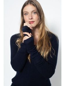 Perfect Cashmere Kaszmirowe mitenki "Jesse" w kolorze granatowym rozmiar: onesize. Niebieskie rękawiczki Perfect Cashmere, bez wzorów, z kaszmiru. Za 121,99 zł.