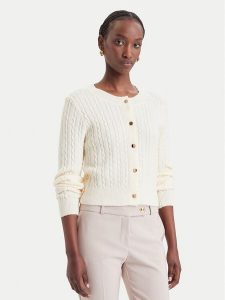 Fracomina Kardigan FY26WT8037K45801 Kremowy Regular Fit. Białe kardigany Fracomina, z syntetyku. Za 259,99 zł.