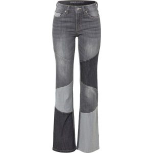Dżinsy Flared mid waist. Niebieskie jeansy bonprix, bez wzorów, z jeansu. Za 147,99 zł.