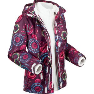 Kurtka outdoorowa funkcyjna 3 w 1, z kapturem bonprix czarny bez z nadrukiem. Fioletowe kurtki bonprix, z nadrukiem, z polaru. Za 249,99 zł.