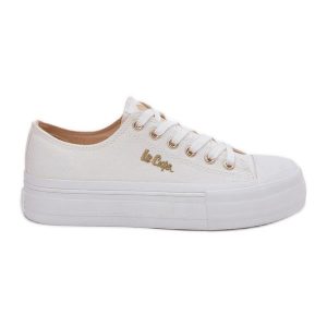 Trampki Damskie Na Platformie Lee Cooper LCW-25-02-3289 Białe. Białe trampki bez wzorów, bez zapięcia. Za 187,53 zł.