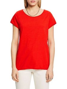 ESPRIT Koszulka w kolorze czerwonym rozmiar: XL. Czerwone bluzki ESPRIT, xl, bez wzorów, bez kołnierzyka, bez ramiączek. Za 51,45 zł.