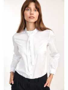 Nife Bluzka w kolorze białym rozmiar: 40. Białe bluzki Nife, bez wzorów, bez kołnierzyka, bez ramiączek. Za 122,09 zł.