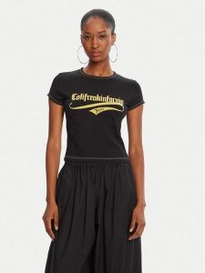 Juicy Couture T-Shirt JCNCT225460 Czarny Regular Fit. Czarne t-shirty Juicy Couture, l, bez wzorów, z bawełny, bez kołnierzyka, bez ramiączek. Za 159,99 zł.
