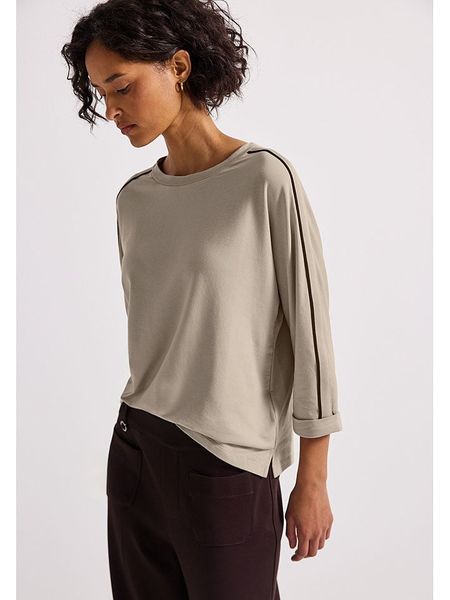 Street One Koszulka w kolorze beżowym rozmiar: 38. Brązowe bluzki Street One, bez wzorów, z bawełny, street, bez kołnierzyka, bez ramiączek. Za 100,52 zł.