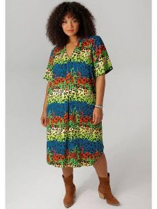 Aniston Sukienka w kolorze zielono-niebieskim rozmiar: 48. Niebieskie sukienki Aniston, bez wzorów, z wiskozy, bez kołnierzyka, bez ramiączek, midi. Za 104,99 zł.