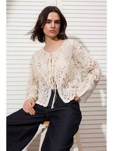 Trendyol Kardigan w kolorze beżowym rozmiar: Standart. Brązowe swetry oversize Trendyol, bez wzorów, bez ramiączek. Za 130,99 zł.