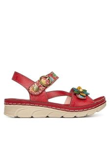 Laura Vita Sandały Dorry 21 Czerwony. Czerwone sandały LAURA VITA, bez wzorów, ze skóry, bez obcasa, na płaskiej podeszwie, bez zapięcia. Za 389,99 zł.