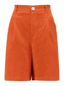 FYNCH-HATTON Lniane bermudy w kolorze pomarańczowym rozmiar: 40. Pomarańczowe szorty FYNCH-HATTON, bez wzorów, ze lnu, z podwyższonym stanem. Za 121,99 zł.