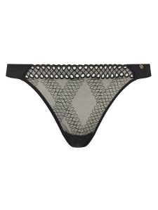 BOSS Stringi Eyelet 50540420 Czarny. Czarne stringi Boss, bez wzorów, z syntetyku. Za 99,99 zł.