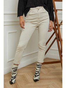 Plume Dżinsy "Dorit" - Slim fit - w kolorze beżowym rozmiar: 36. Brązowe jeansy Plume, bez wzorów, z podwyższonym stanem. Za 92,21 zł.