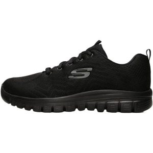 Buty do chodzenia damskie Skechers Gracefulget Connected. Czarne buty sportowe Skechers, bez wzorów, z gumy, bez zapięcia, trekkingowe. Za 199,99 zł.