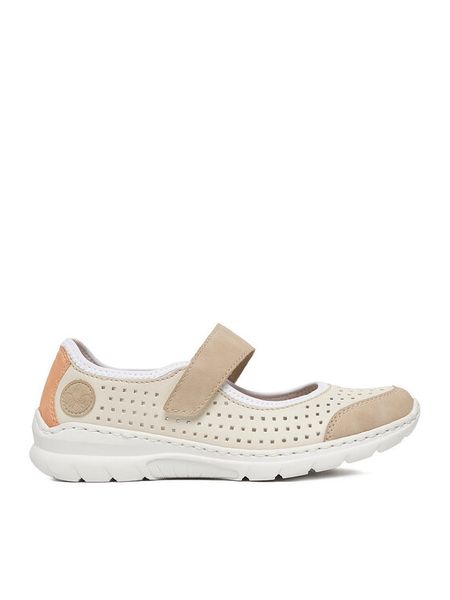 Rieker Półbuty CEO-L32B5-81 Écru. Półbuty Rieker, bez wzorów, ze skóry, bez obcasa, na płaskiej podeszwie, bez zapięcia. Za 319,99 zł.