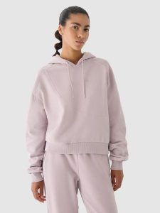 4F Bluza dresowa z kapturem damska 4F x Anna Lewandowska - beżowa XL. Brązowe bluzy 4f, xl, bez wzorów, z bawełny, z kapturem. W wyprzedaży za 139,99 zł.