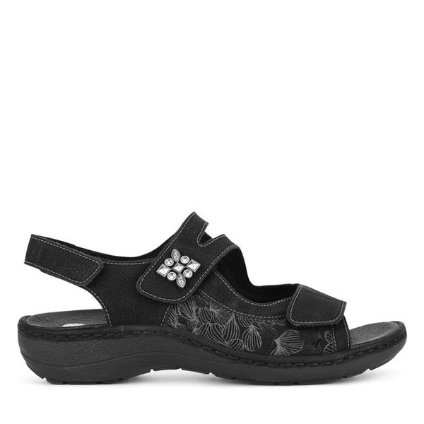 Sandały Remonte. Czarne sandały Remonte, bez wzorów, bez obcasa, na słupku, bez zapięcia. Za 379,99 zł.