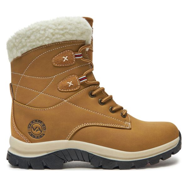 Śniegowce Vertigo Alpes. Brązowe buty zimowe Vertigo Alpes, bez obcasa, bez zapięcia. Za 229,99 zł.