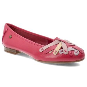 Baleriny damskie Maciejka, cholewka ze skóry naturalnej z dekoracyjnymi plecionymi paskami wsuwany fason zaokrąglony nosek, różowe, P7542-15/00-0. Czerwone balerinki Maciejka, bez wzorów, ze skóry, bez obcasa, bez zapięcia. Za 209,00 zł.