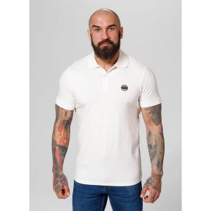 Koszulka Polo bawełniana klasyczna Jersey Slim Fit Small Logo. Białe bluzki PITBULL, xl, bez wzorów, z bawełny, klasyczne, bez kołnierzyka, bez ramiączek. Za 119,00 zł.