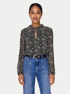 ONLY Bluzka Ditsy 15229700 Czarny Regular Fit. Czarne bluzki ONLY, l, bez wzorów, z syntetyku, bez kołnierzyka, bez ramiączek. Za 119,99 zł.