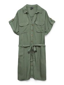 Vero Moda Sukienka w kolorze zielonym rozmiar: XXL. Zielone sukienki Vero Moda, na co dzień, s, bez wzorów, z tkaniny, klasyczne, bez kołnierzyka, bez ramiączek, midi, proste. Za 74,81 zł.
