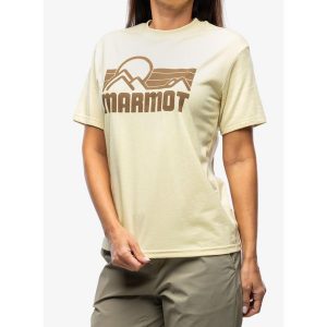 Koszulka bawełniana damska Marmot Coastal Tee. Niebieskie bluzki Marmot, bez wzorów, z bawełny, bez kołnierzyka, bez ramiączek. Za 140,99 zł.