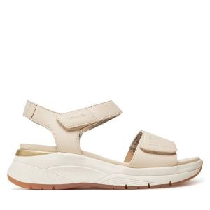 Sandały Tamaris. Brązowe sandały Tamaris, bez wzorów, bez obcasa, na koturnie, bez zapięcia. Za 299,99 zł.