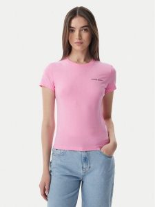 Tommy Jeans T-Shirt Ess Logo DW0DW23479 Różowy jasny Slim Fit. Czerwone t-shirty Tommy Jeans, xs, bez wzorów, z jeansu, bez kołnierzyka, bez ramiączek. Za 129,99 zł.