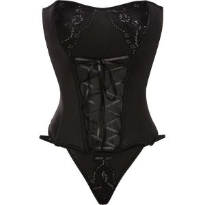 Gorset + stringi (2 części) bonprix czarny. Komplety bielizny marki bonprix. Za 59,99 zł.