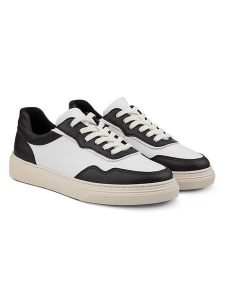 LaShoe Skórzane sneakersy w kolorze biało-czarnym rozmiar: 37. Białe trampki LaShoe, bez wzorów, ze skóry, bez zapięcia. Za 285,73 zł.