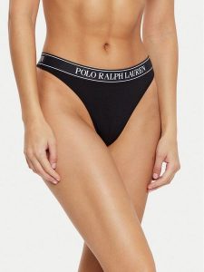 Polo Ralph Lauren Stringi 4P2003 Czarny. Czarne stringi Polo Ralph Lauren, bez wzorów, z syntetyku. Za 99,99 zł.