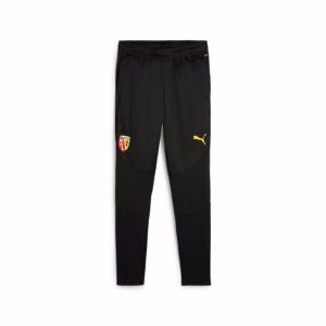 Spodnie treningowe RC Lens 2024/25. Czarne spodnie dresowe Puma, bez wzorów, ze lnu. W wyprzedaży za 165,50 zł.
