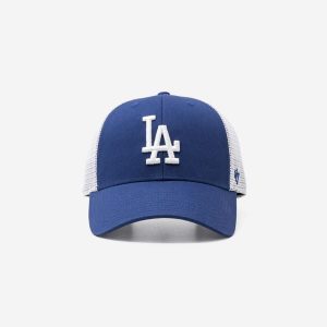 Czapka baseballowa z zapięciem na zatrzask Los Angeles Dodgers. Czapki 47 Brand, bez wzorów, z bawełny. Za 129,99 zł.