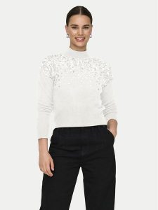 ONLY Sweter Alba 15332081 Biały Regular Fit. Białe swetry klasyczne ONLY, l, z syntetyku, bez kołnierzyka. Za 99,99 zł.