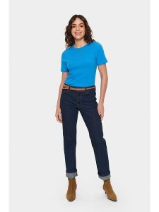 SAINT TROPEZ Koszulka w kolorze niebieskim rozmiar: M. Niebieskie bluzki Saint Tropez, m, bez wzorów, bez kołnierzyka, bez ramiączek. Za 87,40 zł.